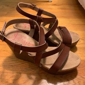 Wedge Sandals 4” Heel & Leather Straps